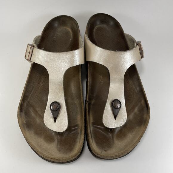 Birkenstock Gizeh Sandals Womens Size 41 Size 10-10.5 Beige Pearl Flip Flops - Picture 9 of 9